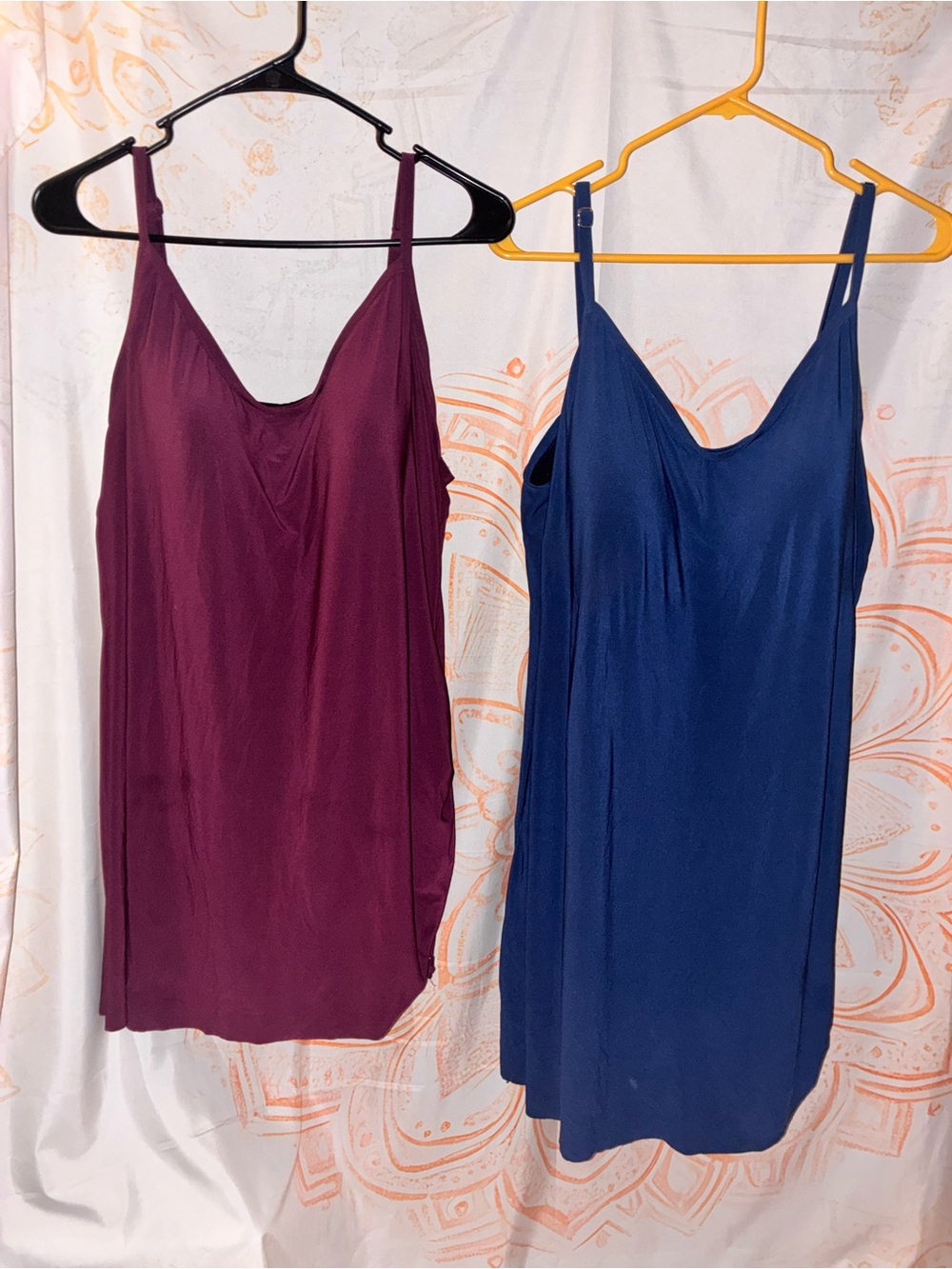 Women’s One-Piece Swimdress in Plum & Navy with Side Ruching